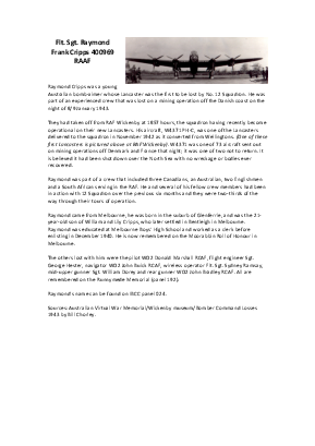 A preview of a PDF biography for Cripps, Raymond Frank